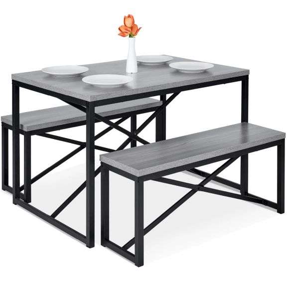 3-Piece Bench Style Dining Furniture Set
