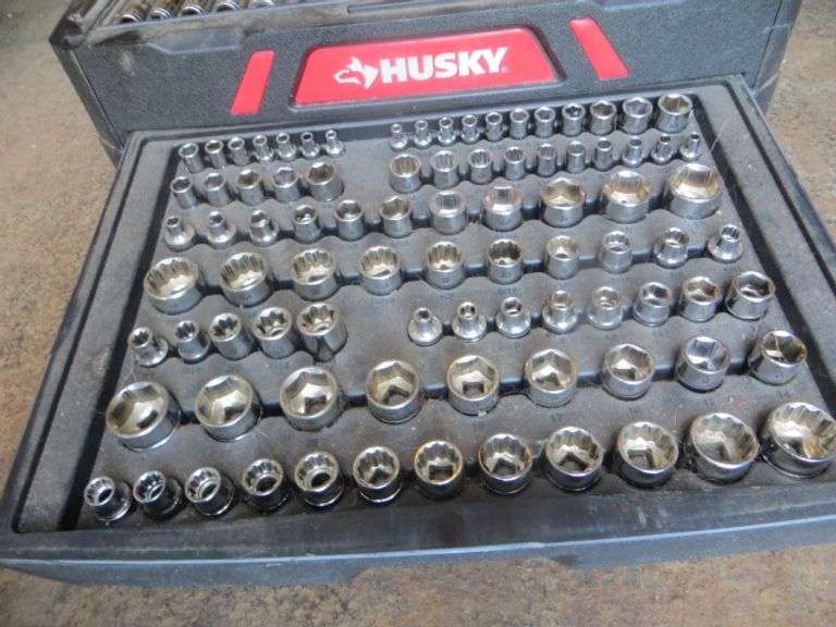 Husky Tool Box w/ Sockets, Wrenches & Bits
