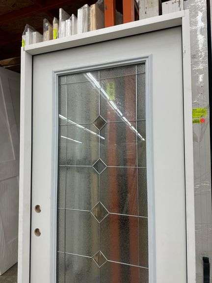 Exterior Full Decorative Glass Fiberglass Door 36"x80" RH