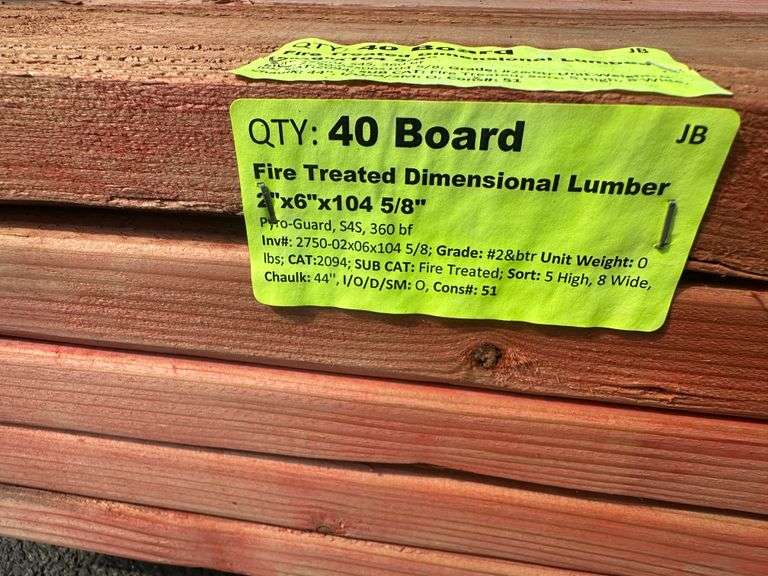 Fire Treated Dimensional Lumber 2"x6"x104 5/8"