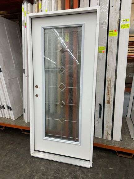 Exterior Full Decorative Glass Fiberglass Door 36"x80" RH