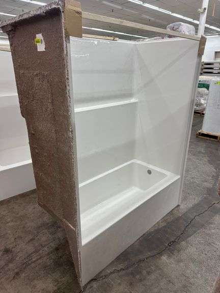 White Fiberglass Shower Enclosure 32 1/2"X60"X76 " Right Hand Drain