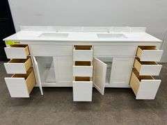 Strada White 84" Double Vanity