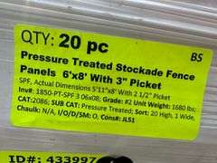 Pressure Treated Stockade Fence Panels 6'x8' With 3" Picket