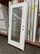Exterior Full Decorative Glass Fiberglass Door 36"x80" RH