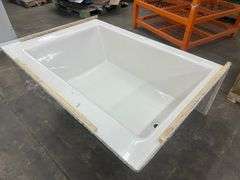 Acryl Alcove Left-Hand Drain Whirlpool Bathtub in White 60"x43"x21 1/2"