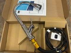 Chrome, Single Hole Faucet, Pull Down Spray Handle and Forward Only Lever