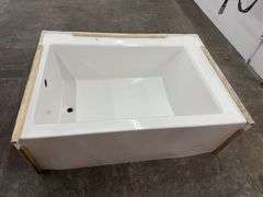 Acryl Alcove Left-Hand Drain Whirlpool Bathtub in White 60"x43"x21 1/2"