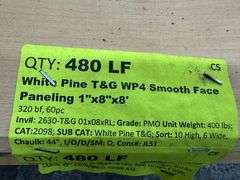 White Pine T&G WP4 Smooth Face Paneling 1"x8"x8'
