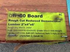 Rough Cut Redwood Demensional Lumber 2"x4"x6'