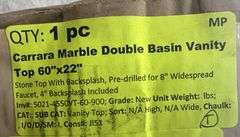 Carrara Marble Double Basin Vanity Top 60"x22"