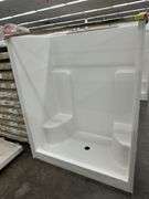White Fiberglass Shower Stall  35 1/2"x60"x77" Center Drain