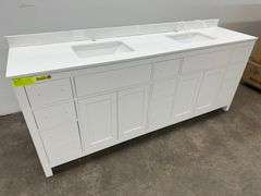 Strada White 84" Double Vanity