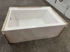 Acryl Alcove Left-Hand Drain Whirlpool Bathtub in White 60"x43"x21 1/2"