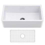 White, Single Bowl Fireclay Farmhouse Sink 33"x18"x10"