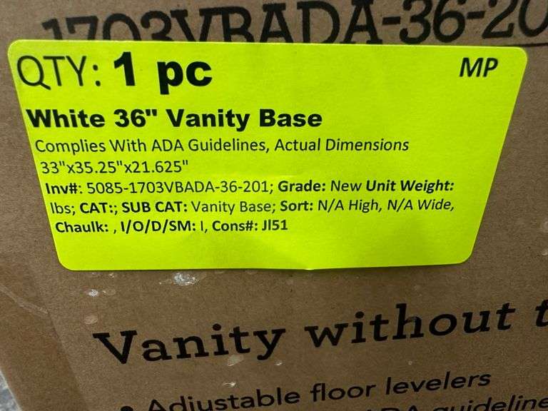 White 36" Vanity Base