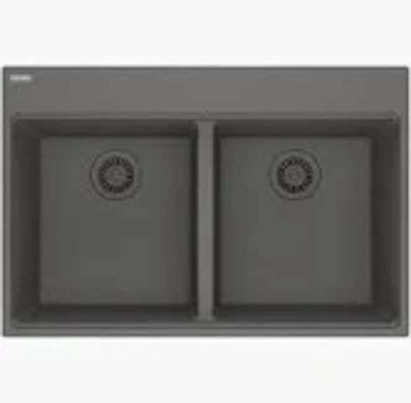Shadow Grey Double Bowl Drop-In Sink 22"x33"x9"