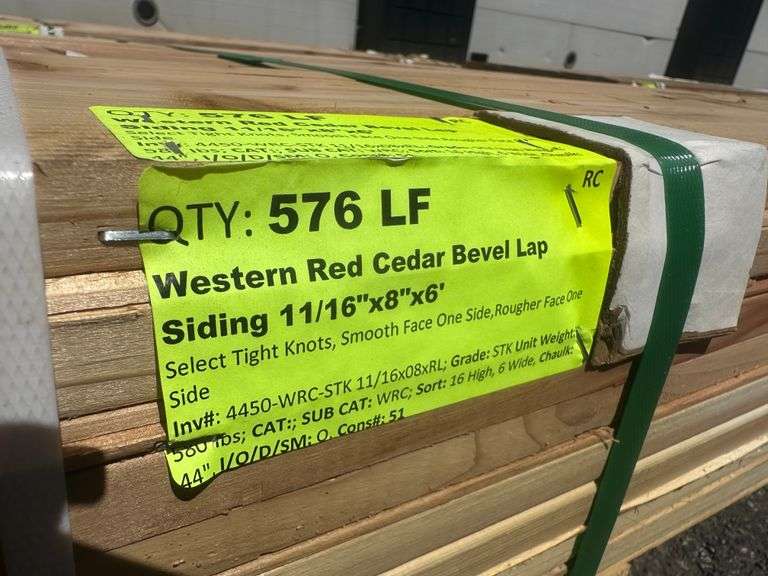 Western Red Cedar Bevel Lap Siding 11/16"x8"x6'