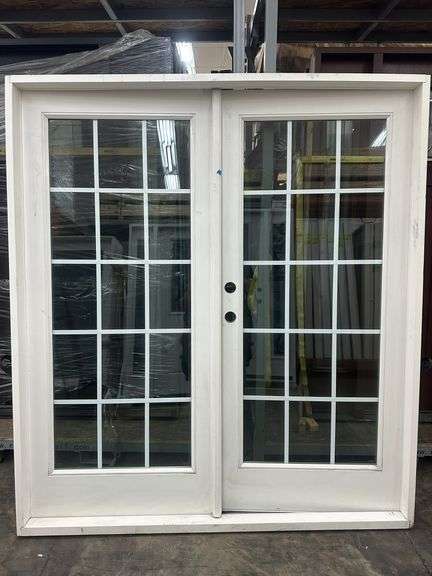 White Exterior 15 Lite Double Patio Door 72"x80"