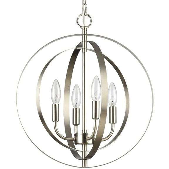 MICSIU Brushed Nickel Spherical Pendant Light Fixture, Contemporary 4 Light Dimmable Chandelier Ligh