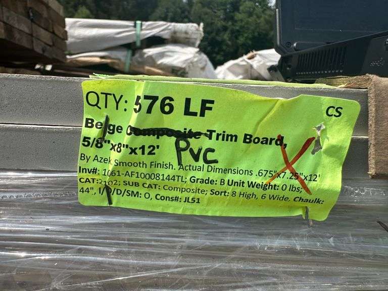 Beige PVC Trim Board, 5/8"x8"x12'