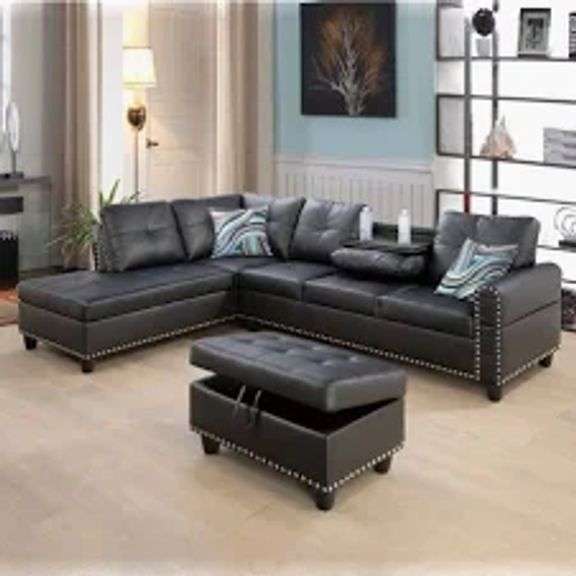 Devion Furniture Faux Leather Sectional Sofa