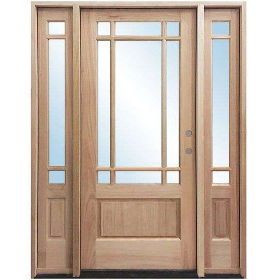 Exterior 9-Lite Marginal Craftsman Style Mahogany Door 1-3-1 LH