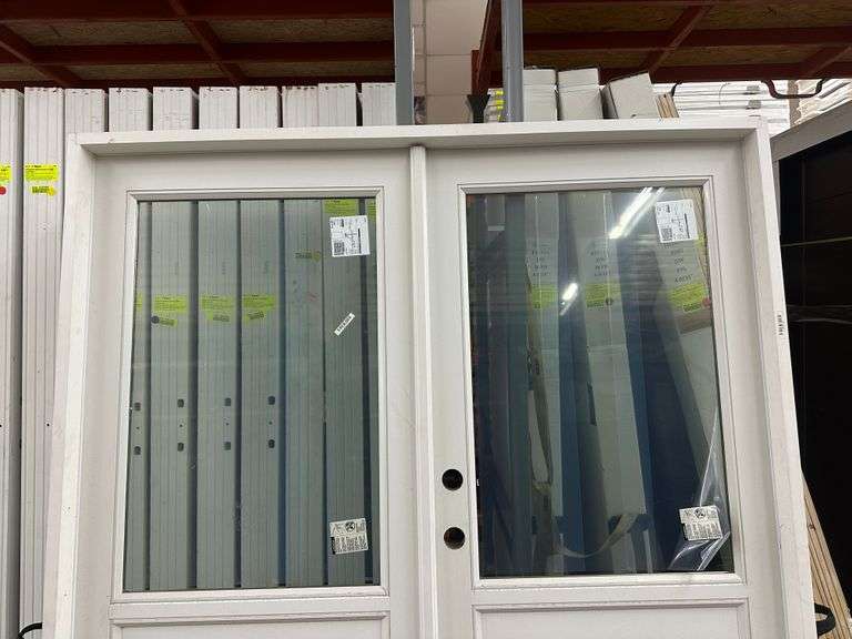 White Exterior 1/2 Glass Double Patio Door 72"x80"