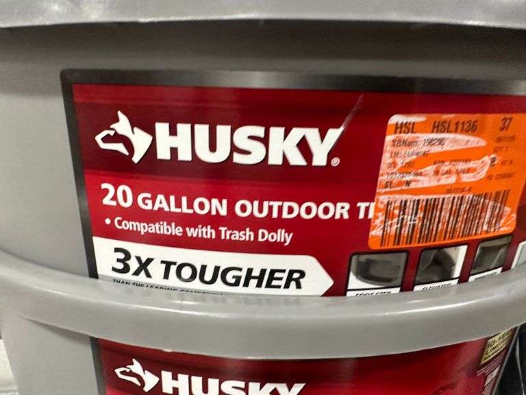 Husky 20 Gal. Grey Outdoor Vented Trash Can With Lid(2x$)