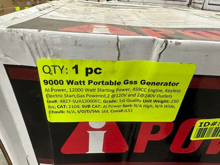 9000 Watt Portable Gas Generator