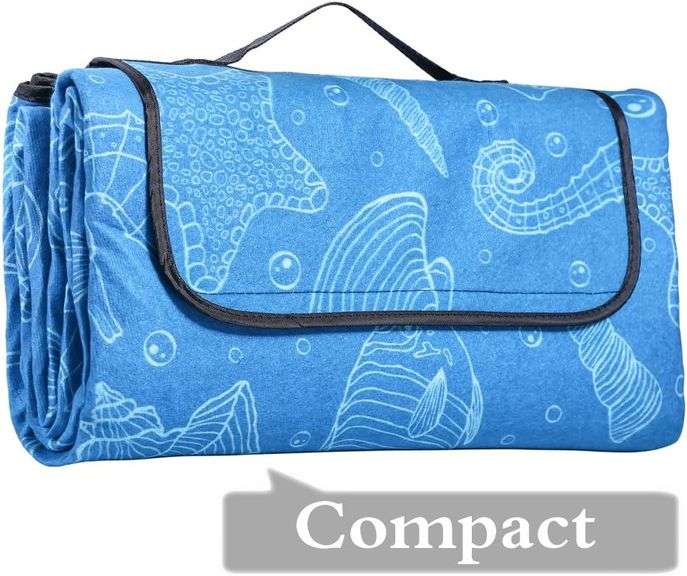 PURE PROTECTOR Picnic Blanket, Waterproof, Durable Handy Beach Picnic Lawn Mat with Strap for Campin