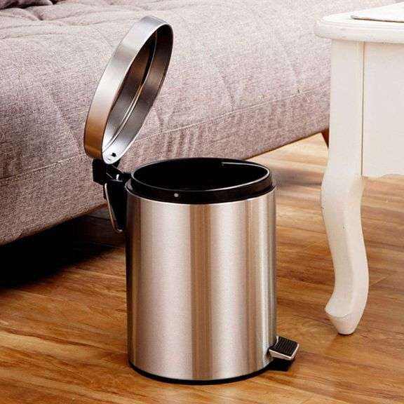 Trash Can - 3L Household Stainless Steel Step Pedal Trash Can - Dustbin Rubbish Garbage Bin Containe