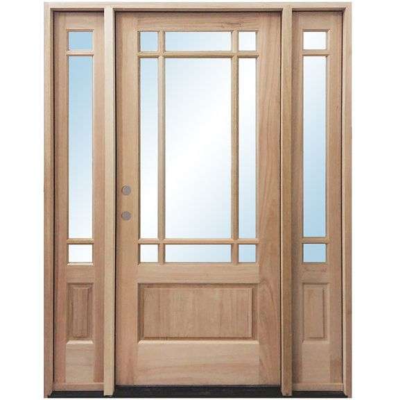 Exterior 9-Lite Marginal Craftsman Style Mahogany Door 1-3-1 RH