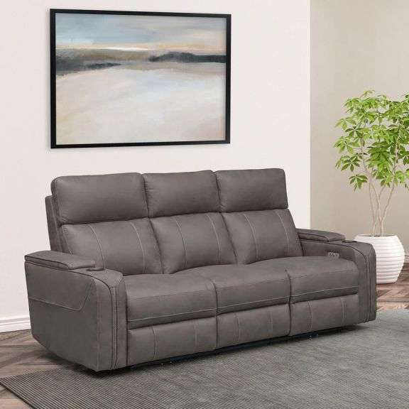 Abbyson Avenger Fabric Power Reclining Sofa with Dropdown Table