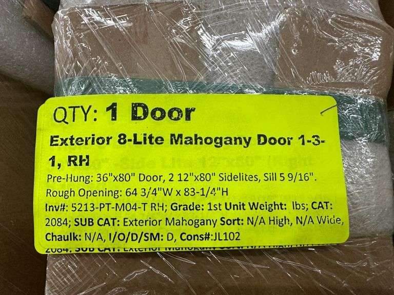 Exterior 8-Lite Mahogany Door 1-3-1 RH