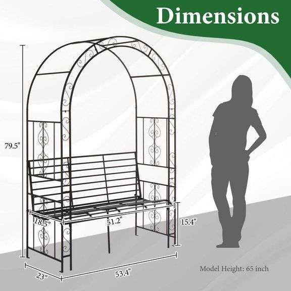 Karl home 79 in. x 53 in. Garden Metal Arbor with Bench