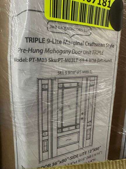 Exterior 9-Lite Marginal Craftsman Style Mahogany Door 1-3-1 LH