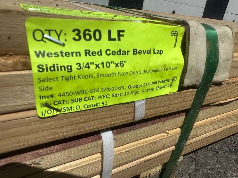 Western Red Cedar Bevel Lap Siding 3/4"x10"x6'
