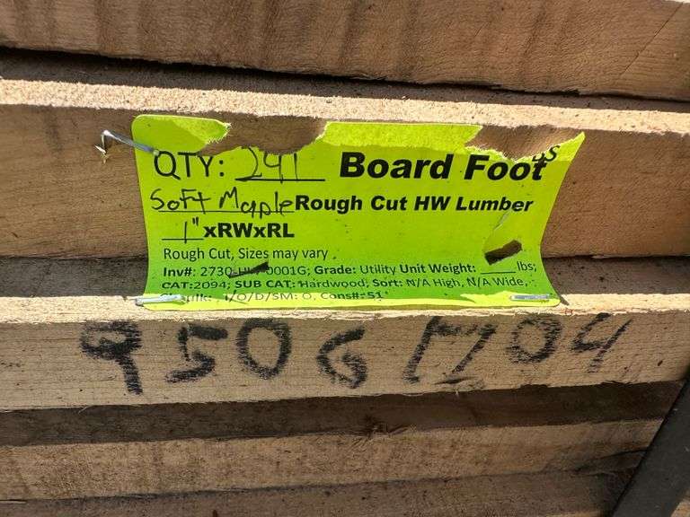 Soft Maple Rough Cut Hard Wood Lumber 1"xRWxRL (Longest Board is 10')