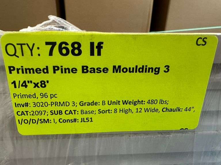Primed Pine Base Molding 3 1/4"x8'