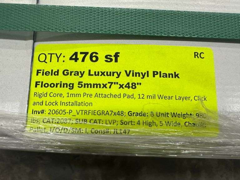 Field Gray Luxury Vinyl Plank Flooring 5mmx7"x48"