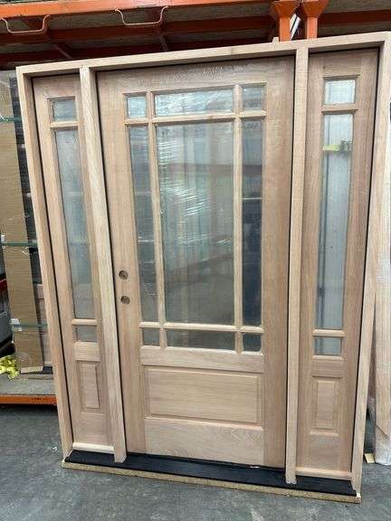 Exterior 9-Lite Marginal Craftsman Style Mahogany Door 1-3-1 RH