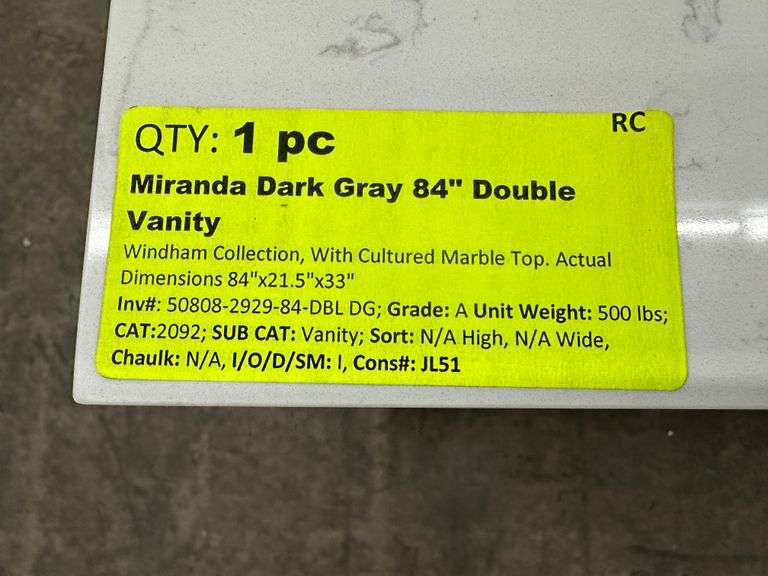 Miranda Dark Gray 84" Double Vanity