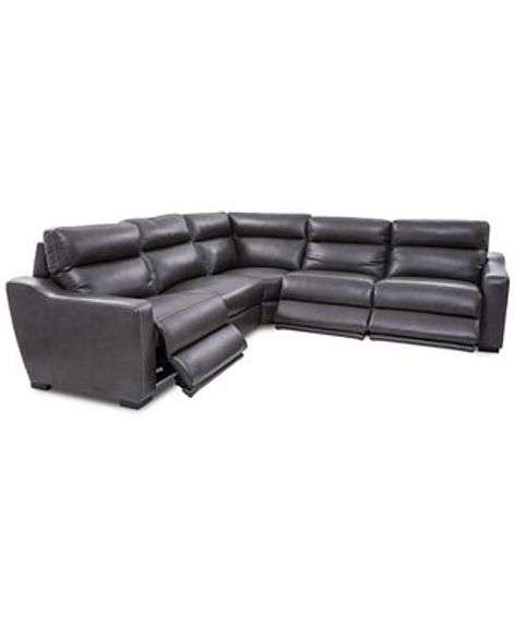 Macys Gabrine Leather 5pc Power Reclining Sectional Online Retail: $6455