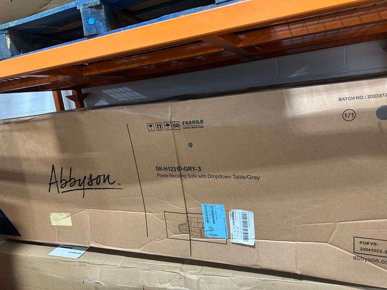 Abbyson Avenger Fabric Power Reclining Sofa with Dropdown Table