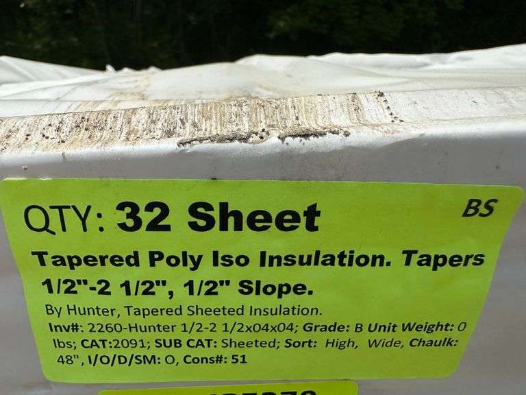 Tapered Poly Iso Insulation, Tapers 1/2"-2 1/2",1/2" Slope