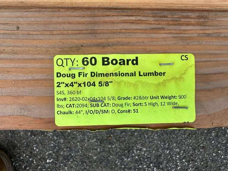 Doug Fir Dimensional Lumber 2"x4"x104 5/8"