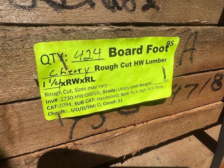 Cherry Rough Cut Hard Wood Lumber 1 1/4"xRWxRL (Longest Board Is 8')