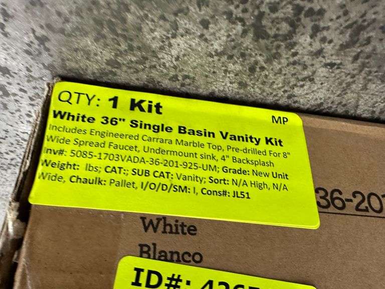 White 36" Single Basin Vanity Kit
