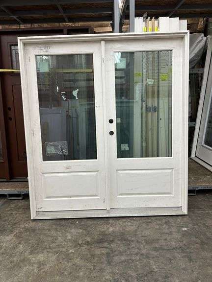 White Exterior 3/4 Glass Double Patio Door 72"x80"